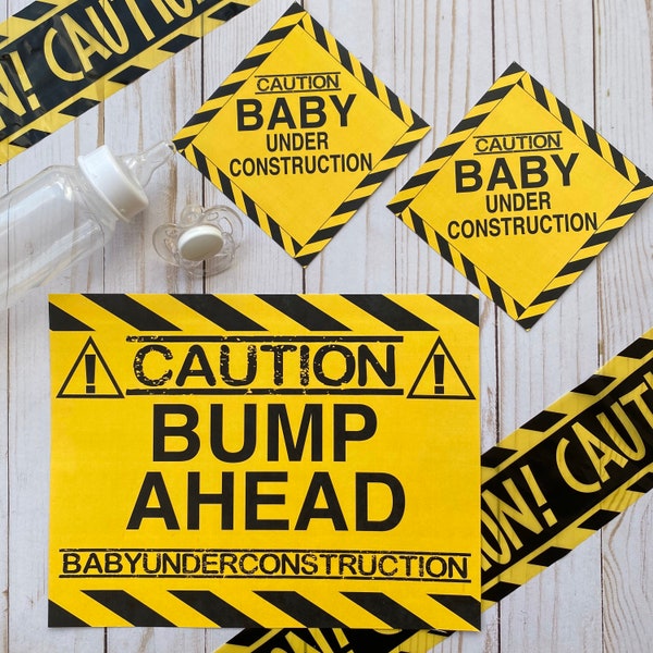 INSTANT DOWNLOAD: Caution Baby under construction Halloween Costume signs