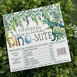 Dinosaur Party Chocolate bar wrapper, 3Rex party favor, chocolate bar gunsten: CUSTOM DIGITAAL BESTAND