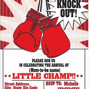 Boxing Party Invitations for any event Boxing Birthday Party, Boxing baby shower,Gender Reveal Colors & text customizable image 2