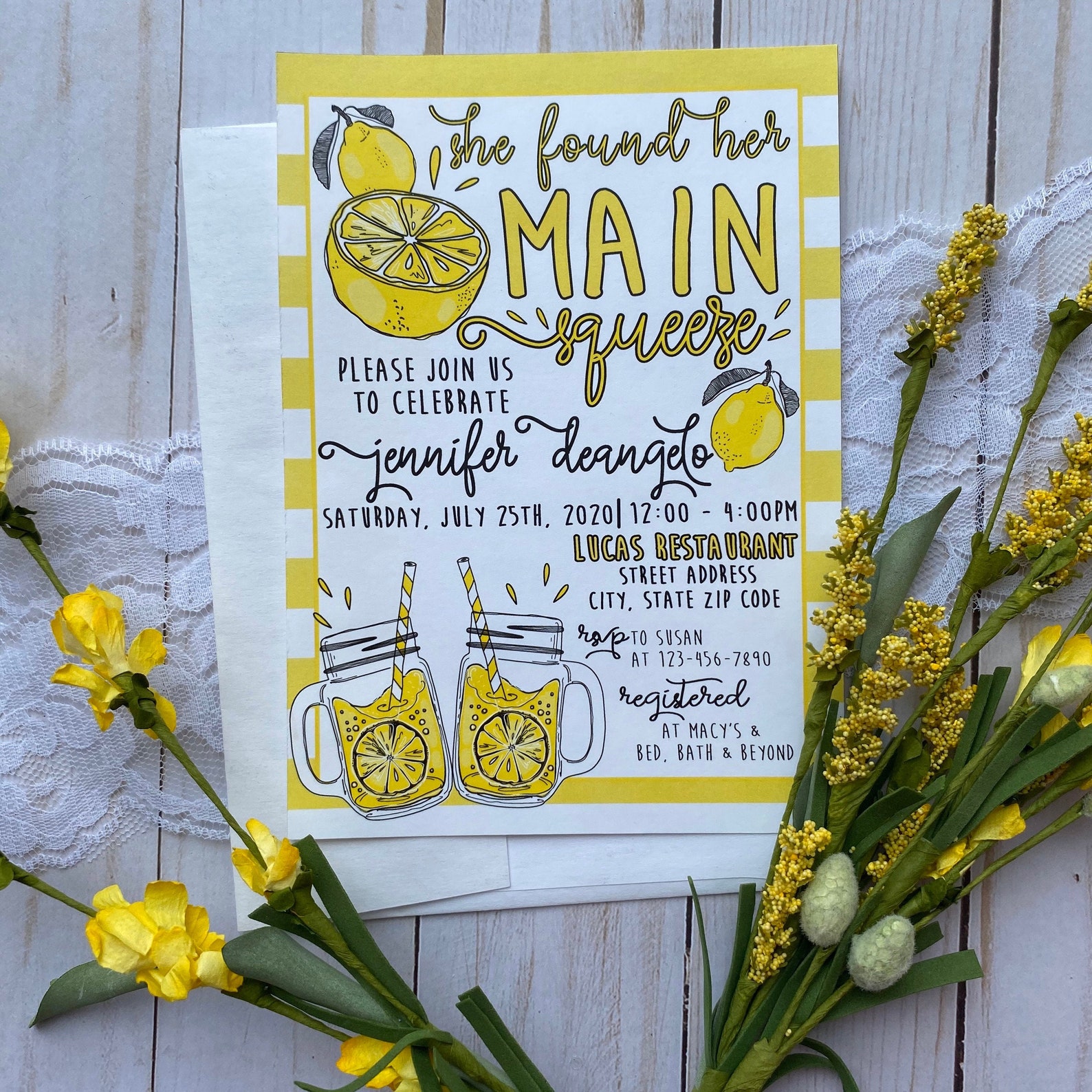 She Found Her Main Squeeze Lemon Bridal Shower Invitations, Lemonade ...