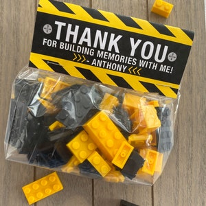 Construction Party Favor Bags & Toppers, DIY Construction Party Favors Packaging ONLY, Thanks for building memories with me SET of 12 image 3