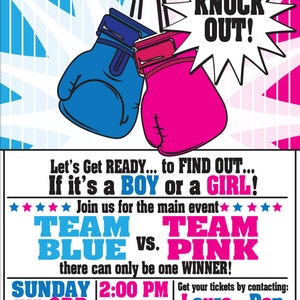 Boxing Party Invitations for any event Boxing Birthday Party, Boxing baby shower,Gender Reveal Colors & text customizable image 4
