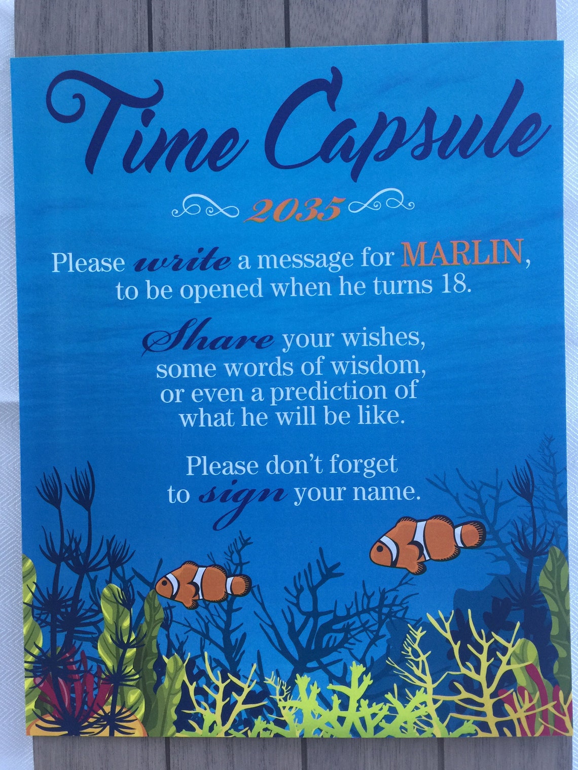 1st Birthday or Baby Shower Time Capsule Under the Sea Themed Etsy