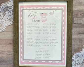 Plan de table Baby Shower, plan de siège, tableau de table, plan de siège personnalisé, plusieurs options de taille