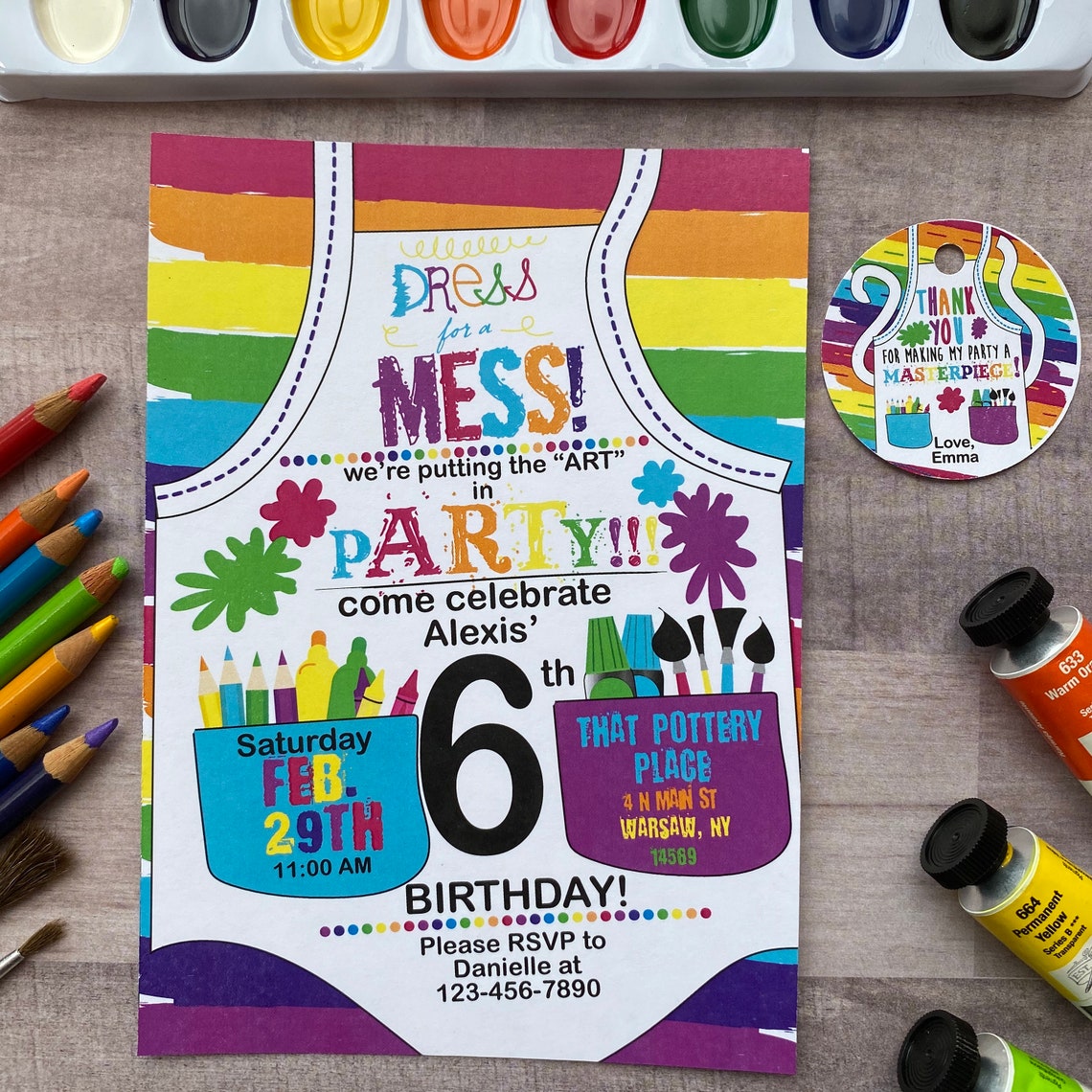 Dress for a Mess Paint Party Apron InvitePRINTED INVITES with Etsy