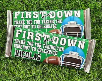 Football Party Chocolate bar wrapper, Football party favor, chocolate bar favors: PRINTED LABELS- Set of 10