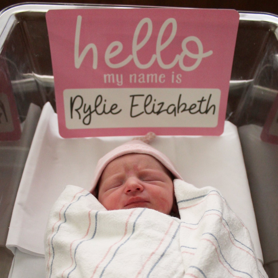 Hello Neonate Hello My Name Is... Sign: Newborn Baby Photo Prop, Birth Announcment ...