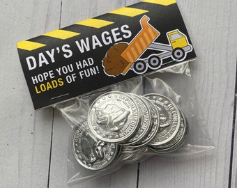 INSTANT DOWNLOAD: Daily Wages Favor Headercard for Construction Party Favor, Daily Wage, Party Favor, Print your own