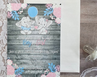 Little Peanut is on the Way, What with baby be, elephant gender reveal invite: CUSTOMIZED DIGITAL FILE