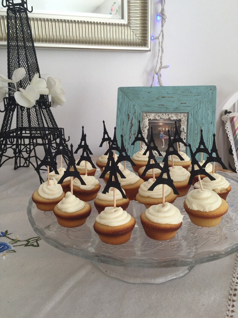 1 dozen 2 Eiffel tower cupcake toppers Etsy