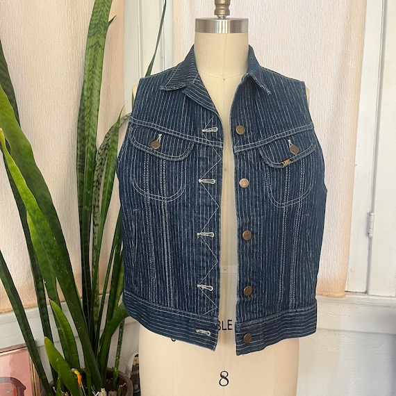 Vintage 70s Ms Lee Jean Vest Striped - image 1