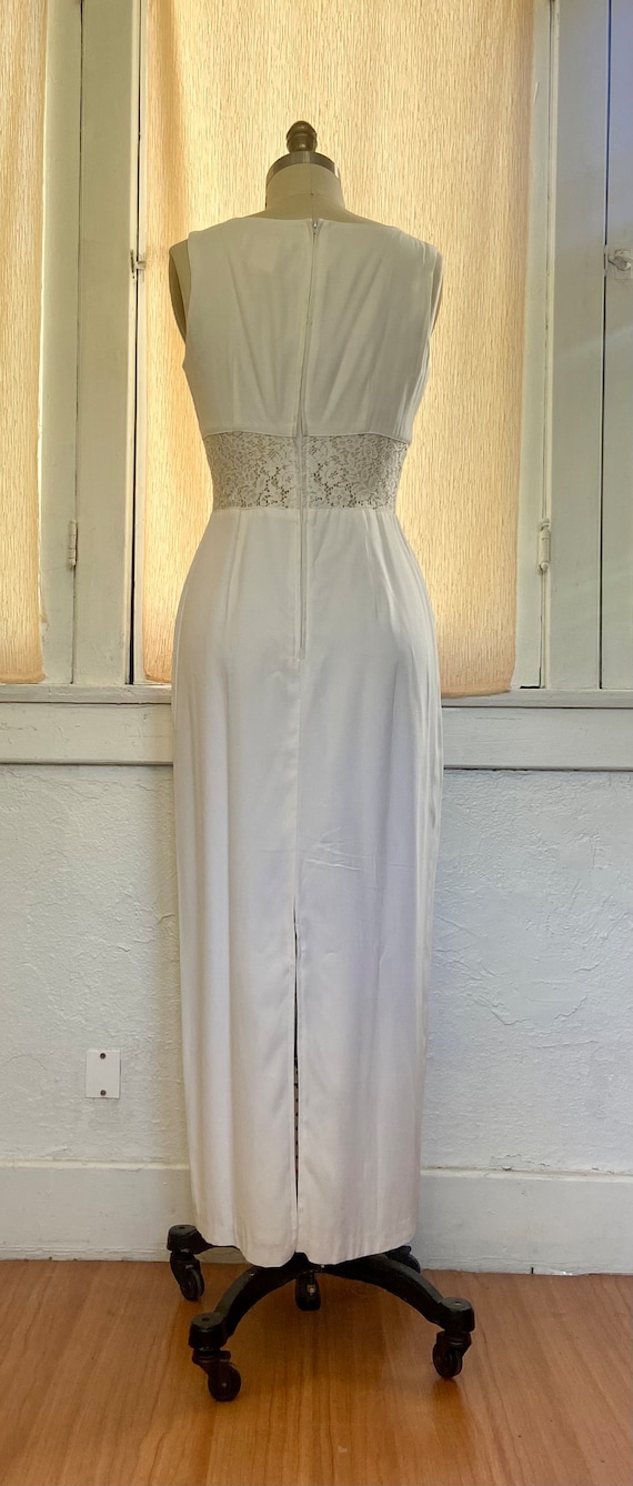 Vintage 90s Minimalism White Column Dress Lace - image 4