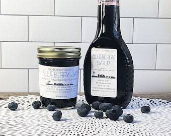 Homemade Blueberry Syrup and Blueberry Jam - Breakfast Pancake Syrup with Whole Berries - Farm to Table Foods from Boondock Enterprises Farm