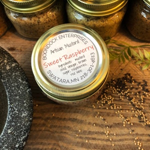 Sweet Raspberry Flavored Mustard - Artisan Coarse Ground Mustard - Gourmet Condiment for Charcuterie Board