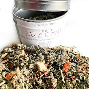 Razzle Mint Herbal Tea - Relaxing All Natural Loose Leaf Herb Blend - Organic Caffeine Free Herbal Tea