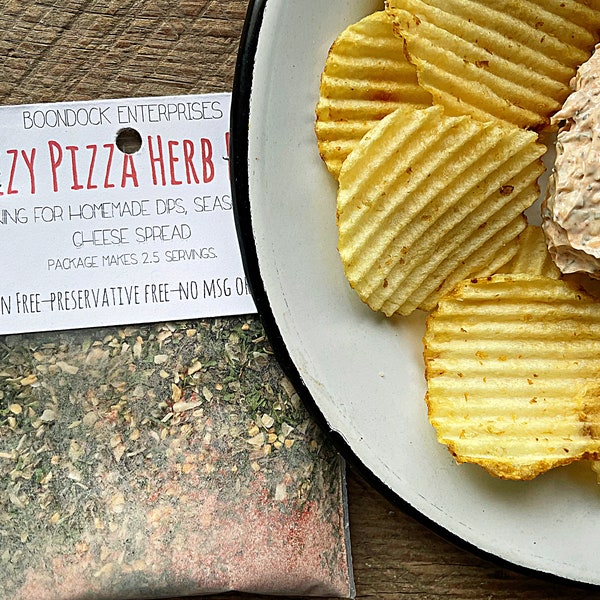 Cheezy Pizza Herb Dip Mix - Gluten Free - No MSG or Sodium - Party Vegetable or Chip Dip Mix and Seasoning