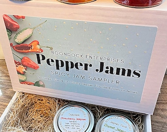 Pepper Jam Sampler Box - Six (4 oz) Jars of Assorted Pepper Jelly Flavors