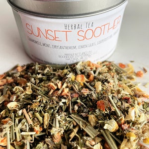 Sunset Soother Herbal Tea - Organic Caffeine Free Tea Gift - Loose Leaf Relaxing Citrus Herb Blend - All Natural Tea Infusion