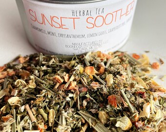 Sunset Soother Herbal Tea - Organic Caffeine Free Tea Gift - Loose Leaf Relaxing Citrus Herb Blend - All Natural Tea Infusion
