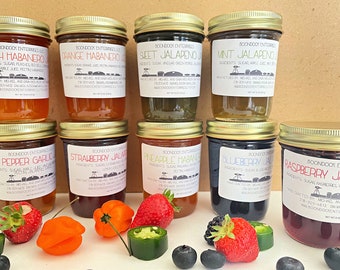 Pick 3 Pepper Flavored Jams and Jellies - 9 Spicy Jalapeno or Habanero Flavors - Pure and Wholesome Homemade Jam from Our Farm to Your Table