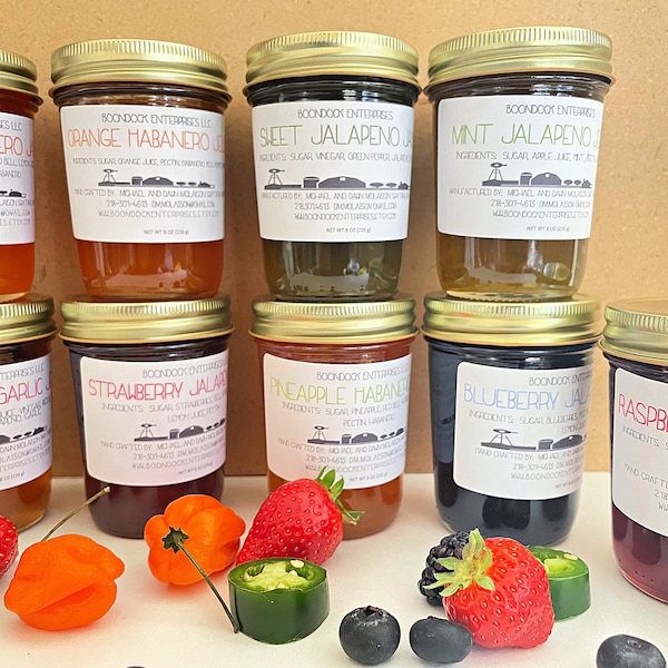 Pick 3 Pepper Flavored Jams and Jellies - 9 Spicy Jalapeno or Habanero Flavors - Pure and Wholesome Homemade Jam from Our Farm to Your Table