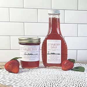 Fresh Strawberry Jam and Strawberry Syrup - Breakfast Pancake Syrup Using Whole Berries - Farm to Table Foods from Boondock Enterprises Farm