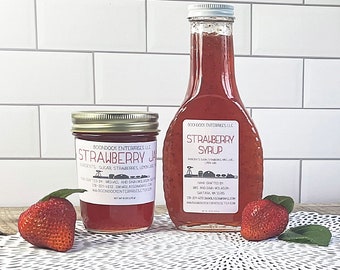 Fresh Strawberry Jam and Strawberry Syrup - Breakfast Pancake Syrup Using Whole Berries - Farm to Table Foods from Boondock Enterprises Farm