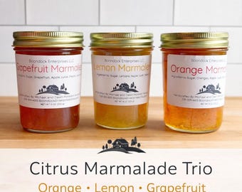 Citrus Marmalade Trio Gift Set - Orange, Lemon and Grapefruit Marmalade - Handmade Small Batch Preserves
