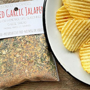 Roasted Garlic and Jalapeno Dip Mix - Gluten Free - No MSG or Sodium - Spicy Party Vegetable or Chip Dip Mix and Seasoning