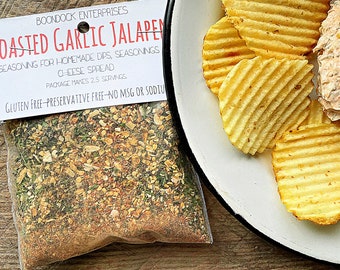 Roasted Garlic and Jalapeno Dip Mix - Gluten Free - No MSG or Sodium - Spicy Party Vegetable or Chip Dip Mix and Seasoning