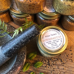 Spicy Horseradish Gourmet Mustard - Coarse Ground Artisan Mustard for Charcuterie Board
