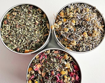 Pick 3 Organic Herbal Teas - Choose from 15 All Natural Decaffeinated Flavors - Loose Leaf Tea Blend
