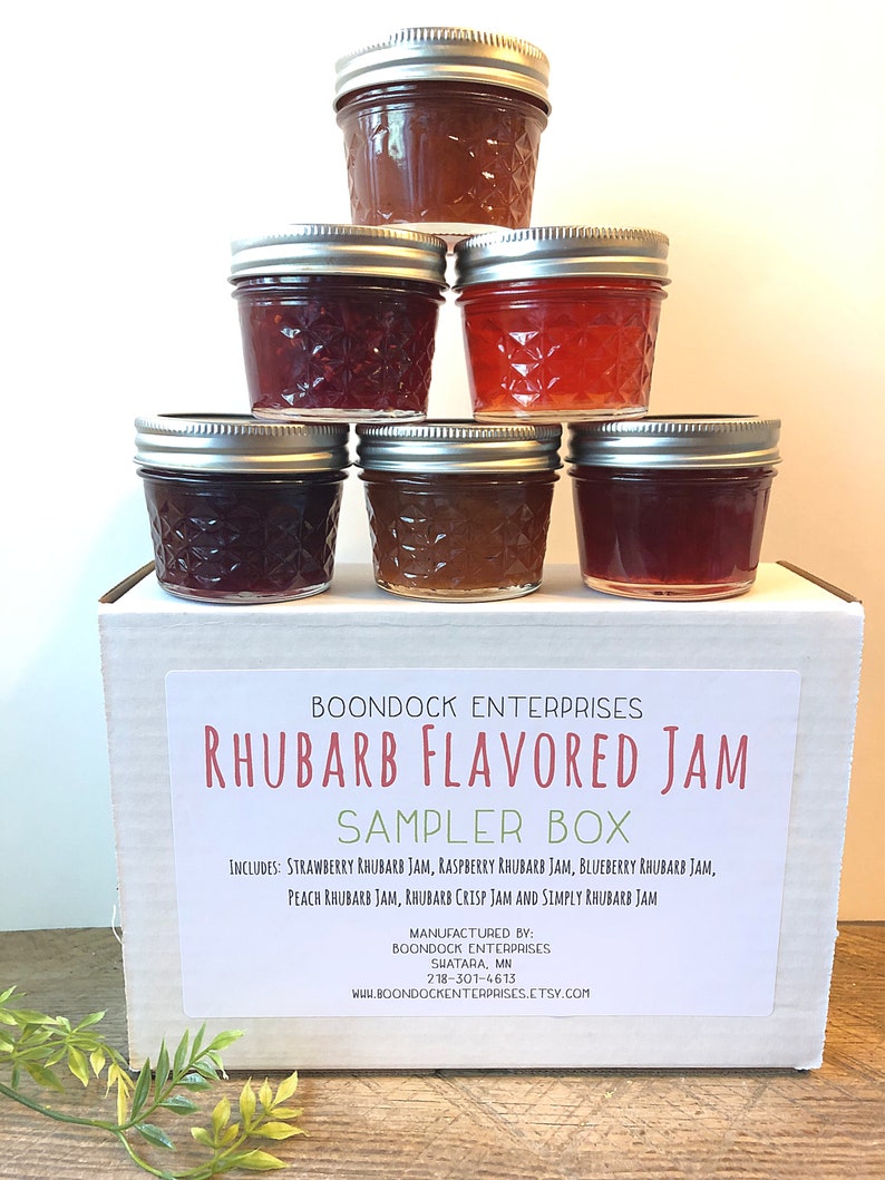 Rhubarb Jam Sampler Gift Box Six 4 oz Assorted Red Rhubarb Etsy