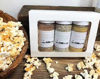 Gourmet Popcorn Seasoning Gift Set - Customize with Your Choice of 3 Popcorn Seasonings - Party Popcorn Bar