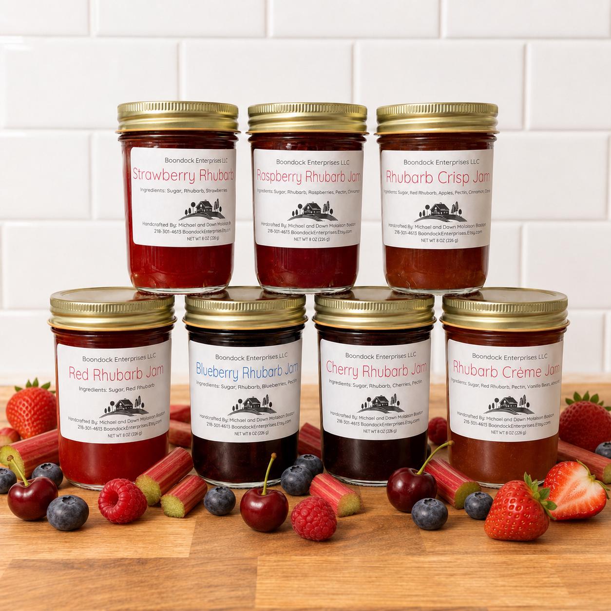Pick 3 Rhubarb Jam - Choose from 7 Homemade Preserve Flavors