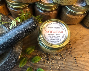 Sriracha Flavored Mustard - Artisan Coarse Ground Mustard - Gourmet Condiment for Charcuterie Board