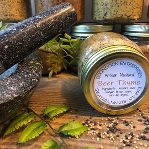 Beer Thyme Coarse Ground Mustard - Gourmet Artisan Condiment for Charcuterie Board