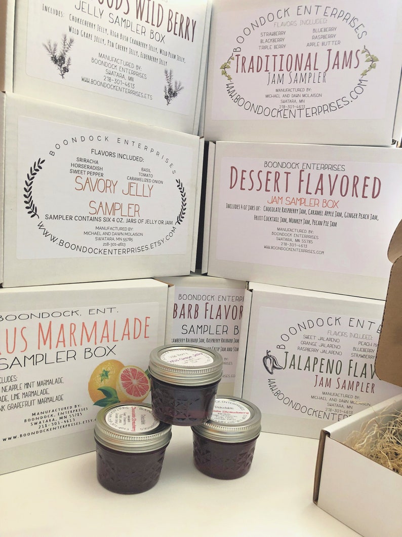 Jam and Jelly Sampler Gift Set Contains Six 4 oz. Jars of Etsy