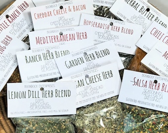 Complete Set of Herbal Seasonings and Dips - 15 Different Herb Packets - Gluten Free - No Sodium or MSG - Dried Herbal Seasonings - Boondock