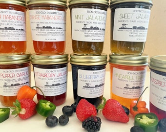 Pepper Flavored Jam and Jelly - Choose from 9 Homemade Pepper Flavors - Spicy Jalapeno Jellies or Habanero Flavored Jams