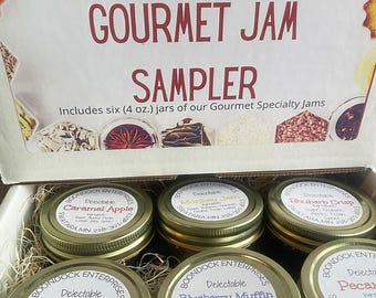Gourmet Dessert Jam Sampler: Six (4 oz.) Unique Flavors Gift Box