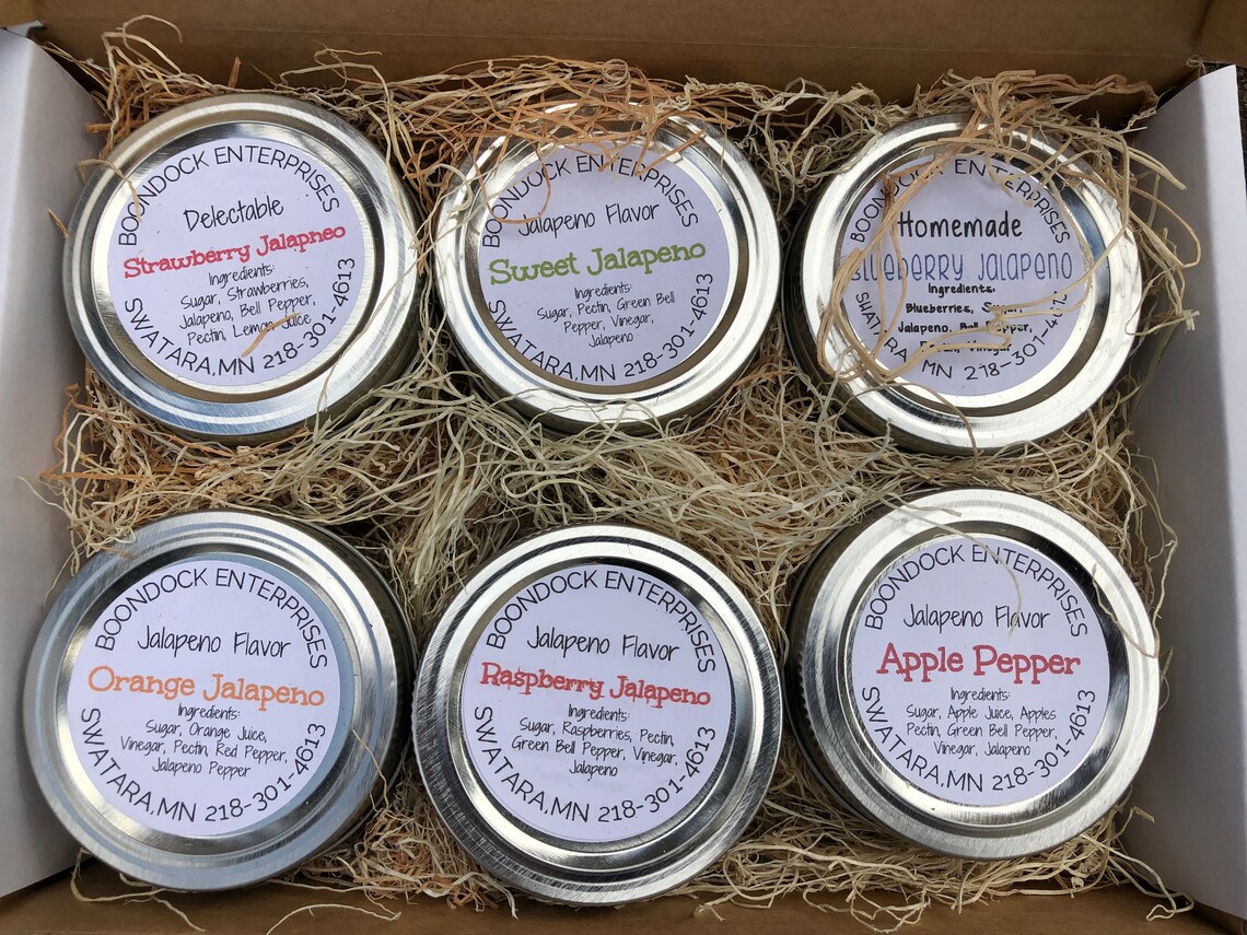 Jam and Jelly Sampler Gift Set Contains Six 4 oz. Jars of Etsy
