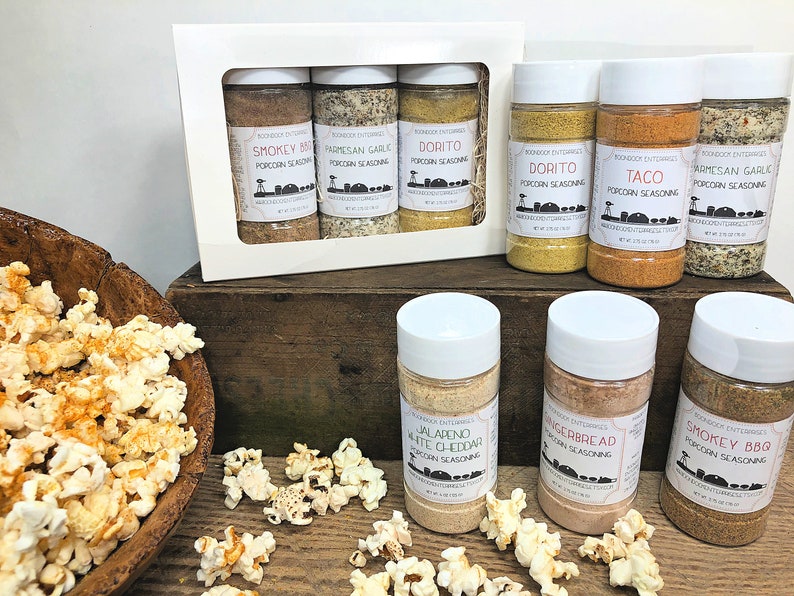 Gourmet Popcorn Seasoning Gift Set Flavored Popcorn Mix Etsy