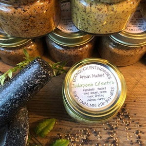 Jalapeno Cilantro Flavored Mustard - Artisan Coarse Ground Mustard - Gourmet Condiment for Charcuterie Board