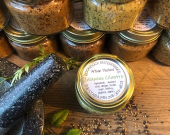 Spicy Jalapeno Cilantro Mustard - Artisan Coarse Ground Gourmet Mustard for Charcuterie Board