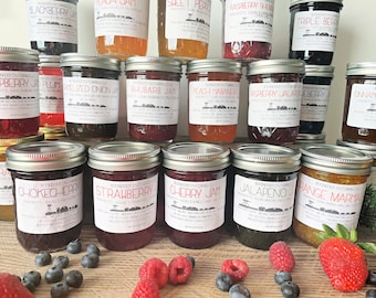 Pick 3 Homemade Jam or Jelly in 8 oz jars - Wide Assortment of Gourmet Flavors to Choose From - All Natural Farm to Table Jams