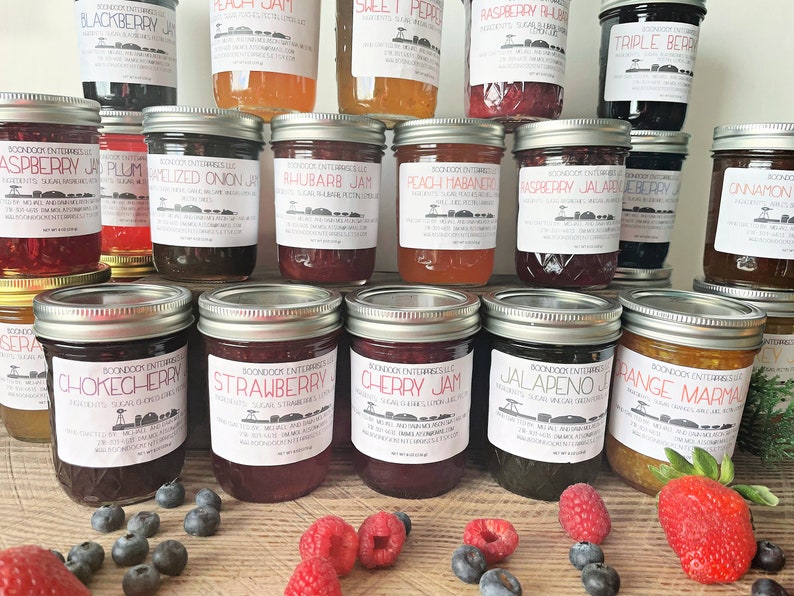 Pick 3 Homemade Jam or Jelly in 8 oz jars - Wide Assortment of Flavors to Choose From