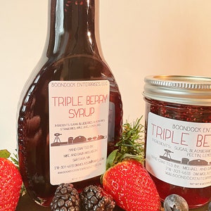Triple Berry Jam and Syrup - Breakfast Pancake Syrup with Whole Fruit