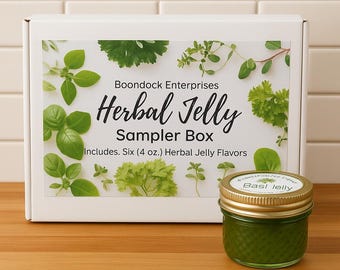 Herbal Jelly Sampler – 6 Assorted Flavors | Small Batch Artisan Jelly | Unique Herbal Gift Set | Garden-Inspired Preserves - 4 oz jars