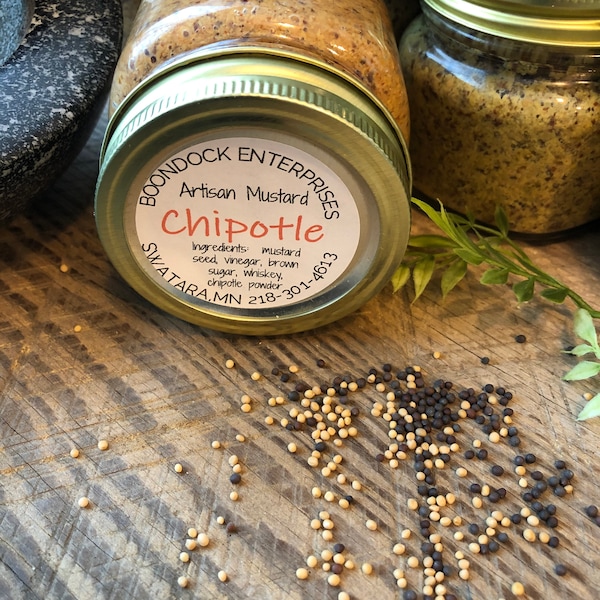 Chipotle Flavored Mustard - Artisan Coarse Ground Mustard - Spicy Charcuterie Board Condiment